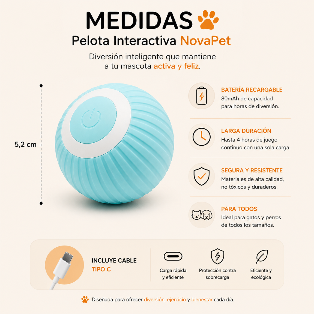 Pelota Interactiva para Mascotas