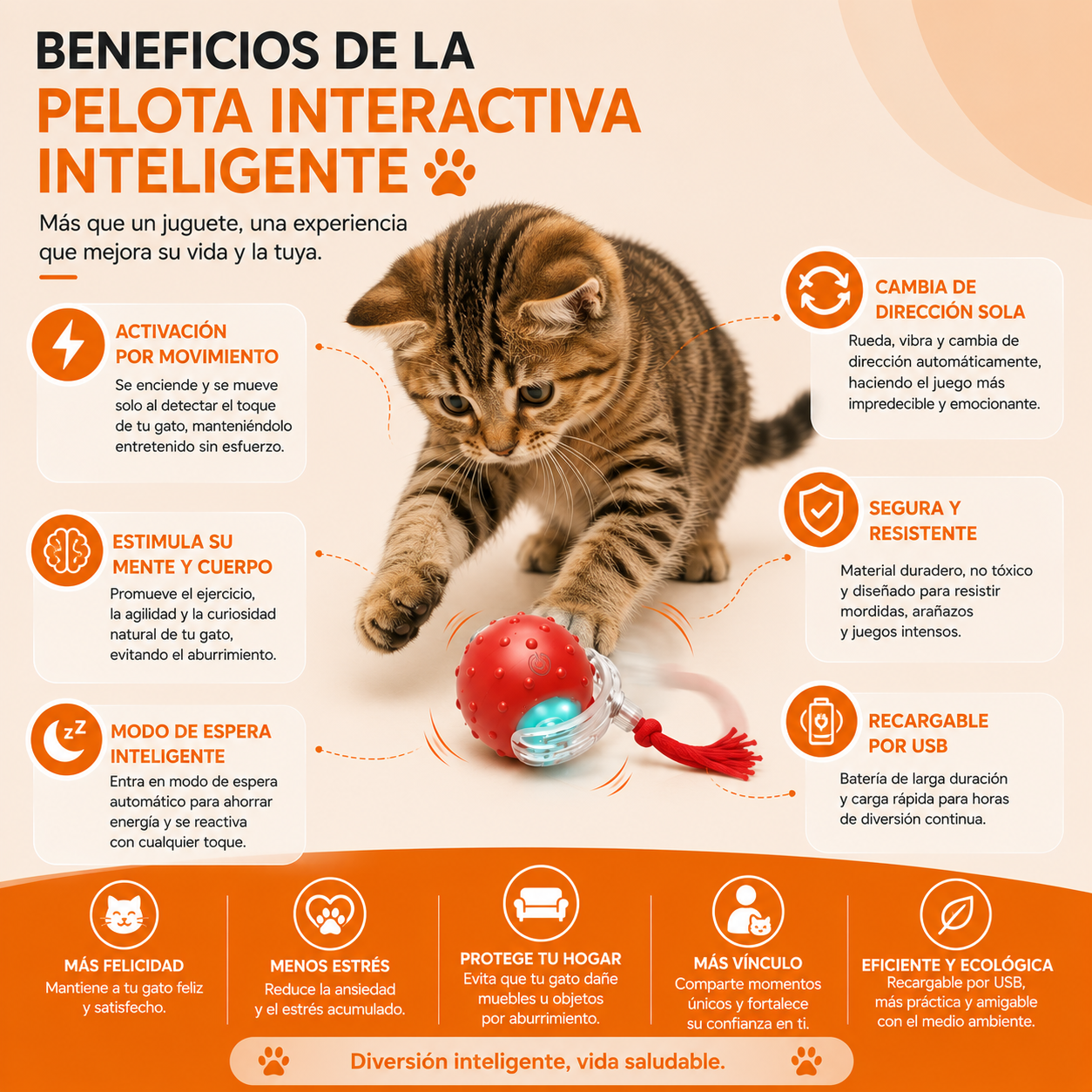 Pelota Interactiva Inteligente para Gatos