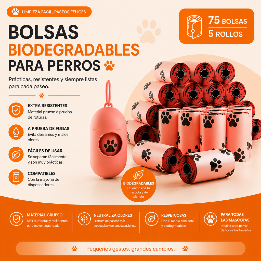 Bolsas Biodegradables para Perros con Dispensador