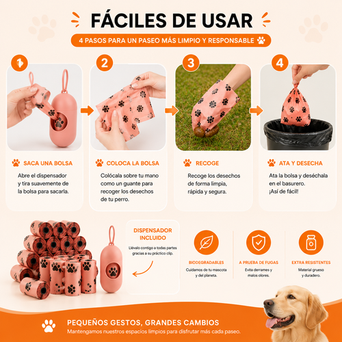 Bolsas Biodegradables para Perros con Dispensador