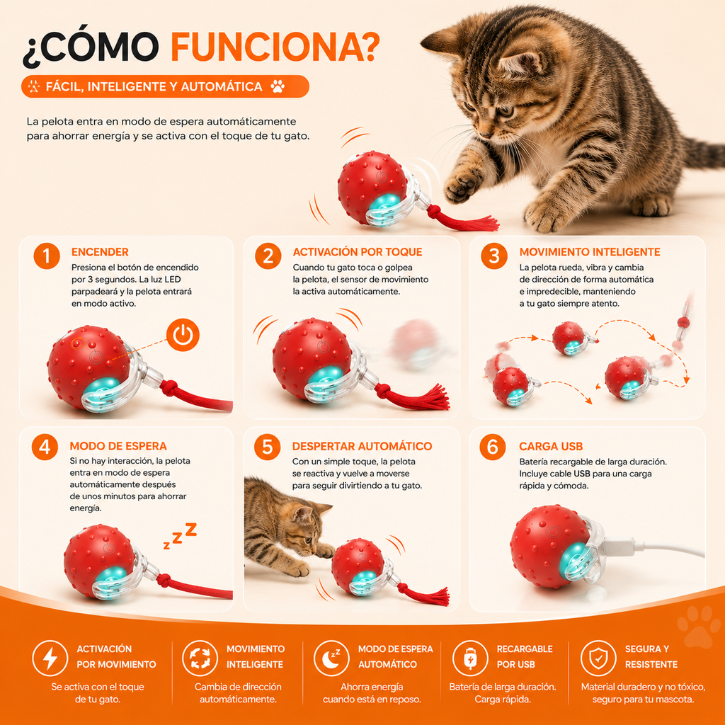 Pelota Interactiva Inteligente para Gatos