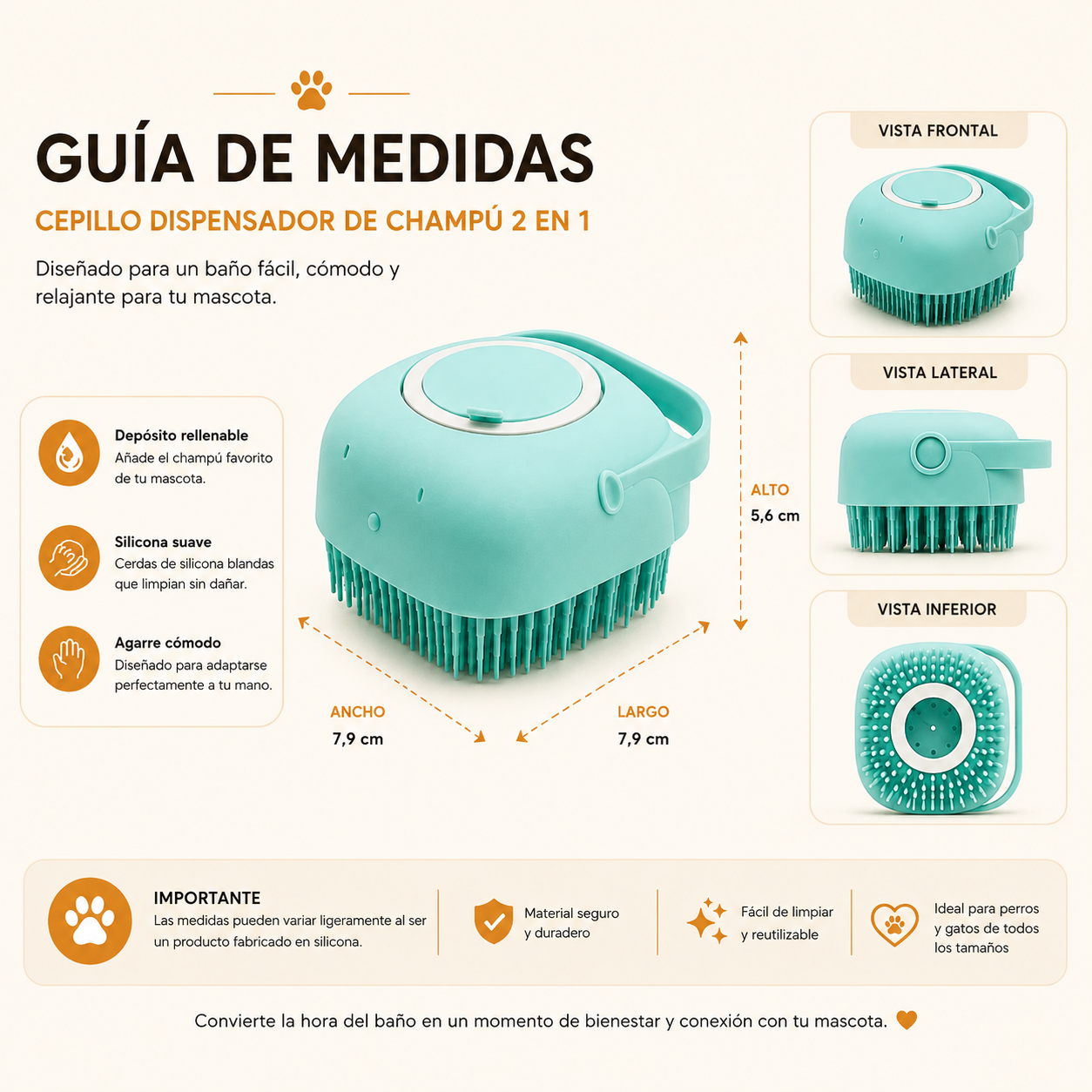 Cepillo 2 en 1 para Mascotas