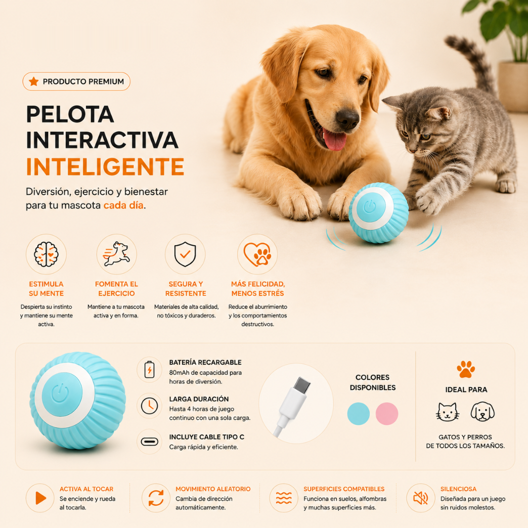 Pelota Interactiva para Mascotas