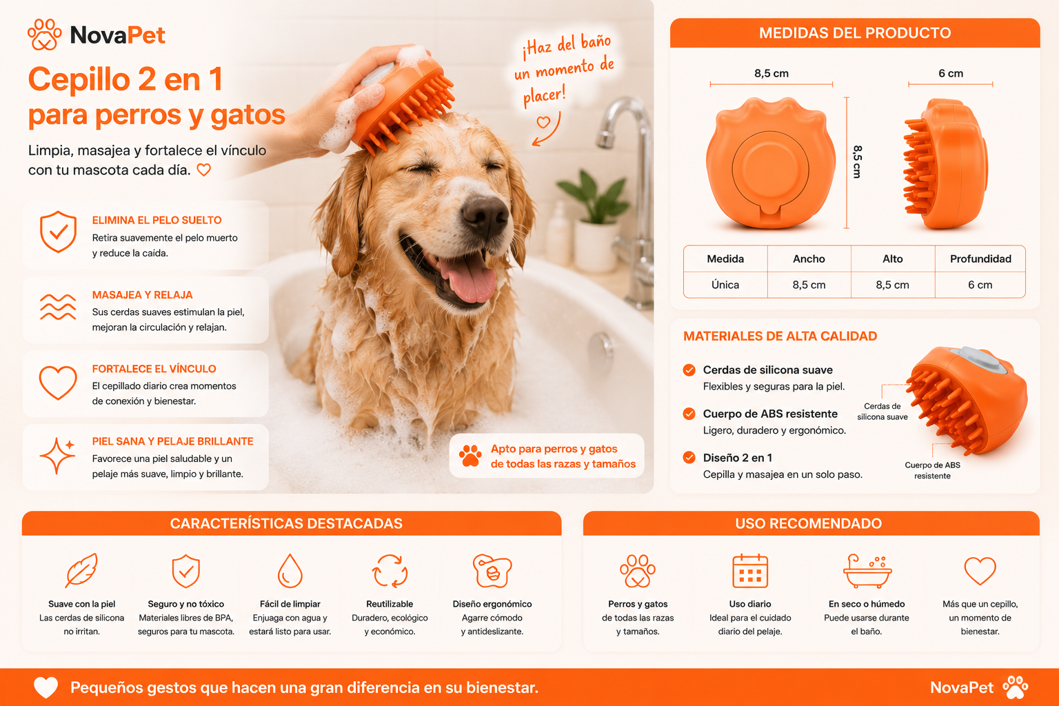 Cepillo de Baño 2 en 1  con Dispensador de Champú