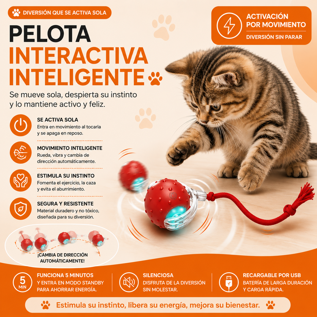 Pelota Interactiva Inteligente para Gatos