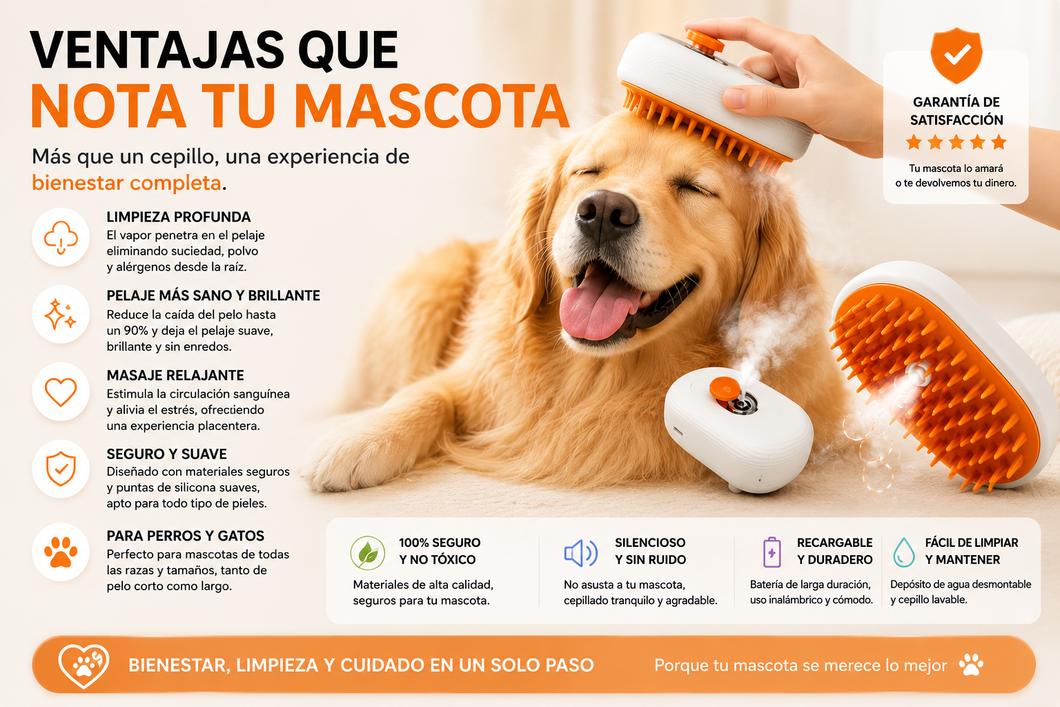Cepillo de Vapor para Mascotas